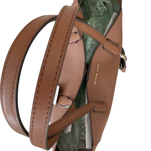 Michael Kors Tote Bag Vincent Large Saffiano Leather Brown With Card Case NWT - Picture 14 of 15